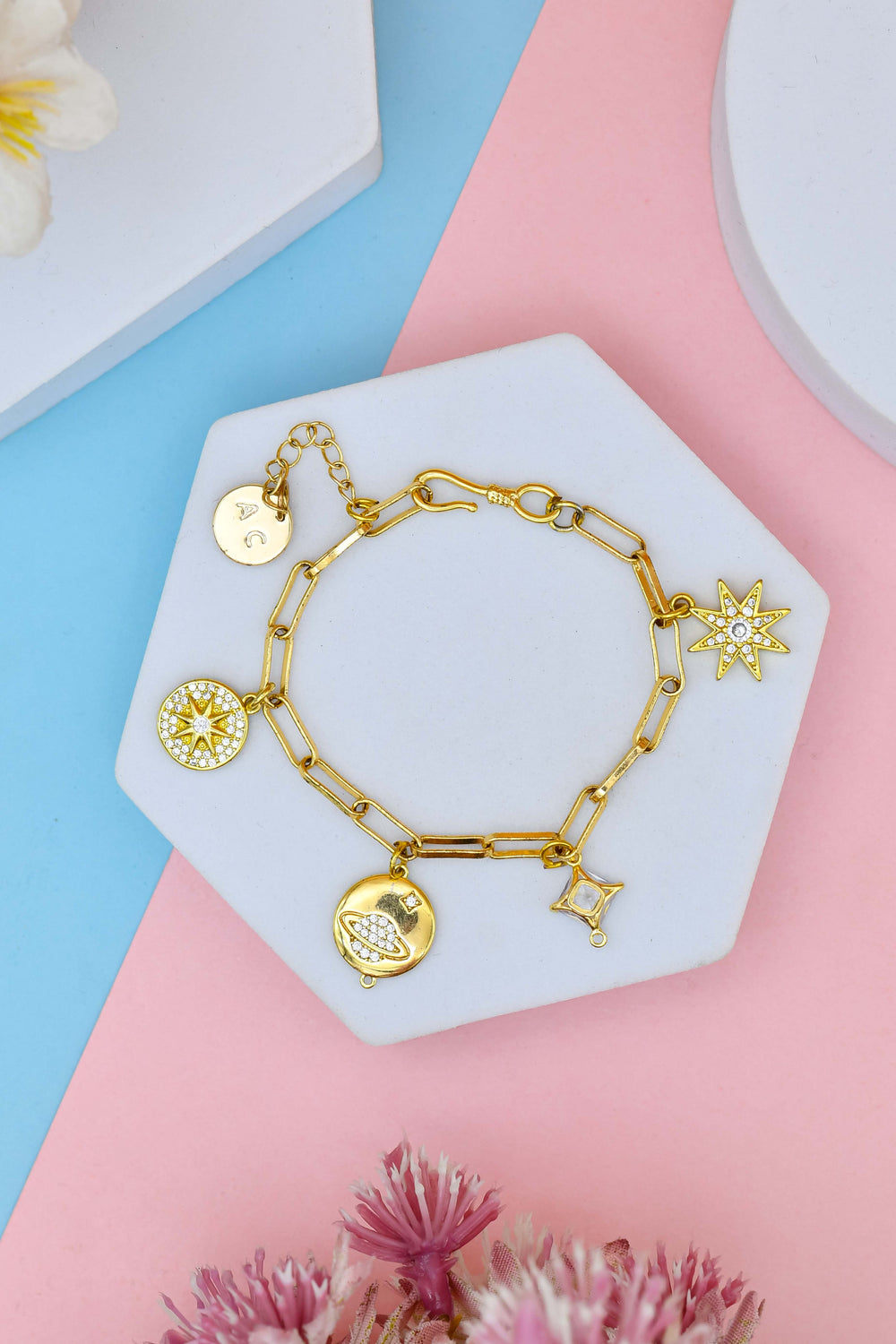 18K Gold Plated Charmed Bracelet