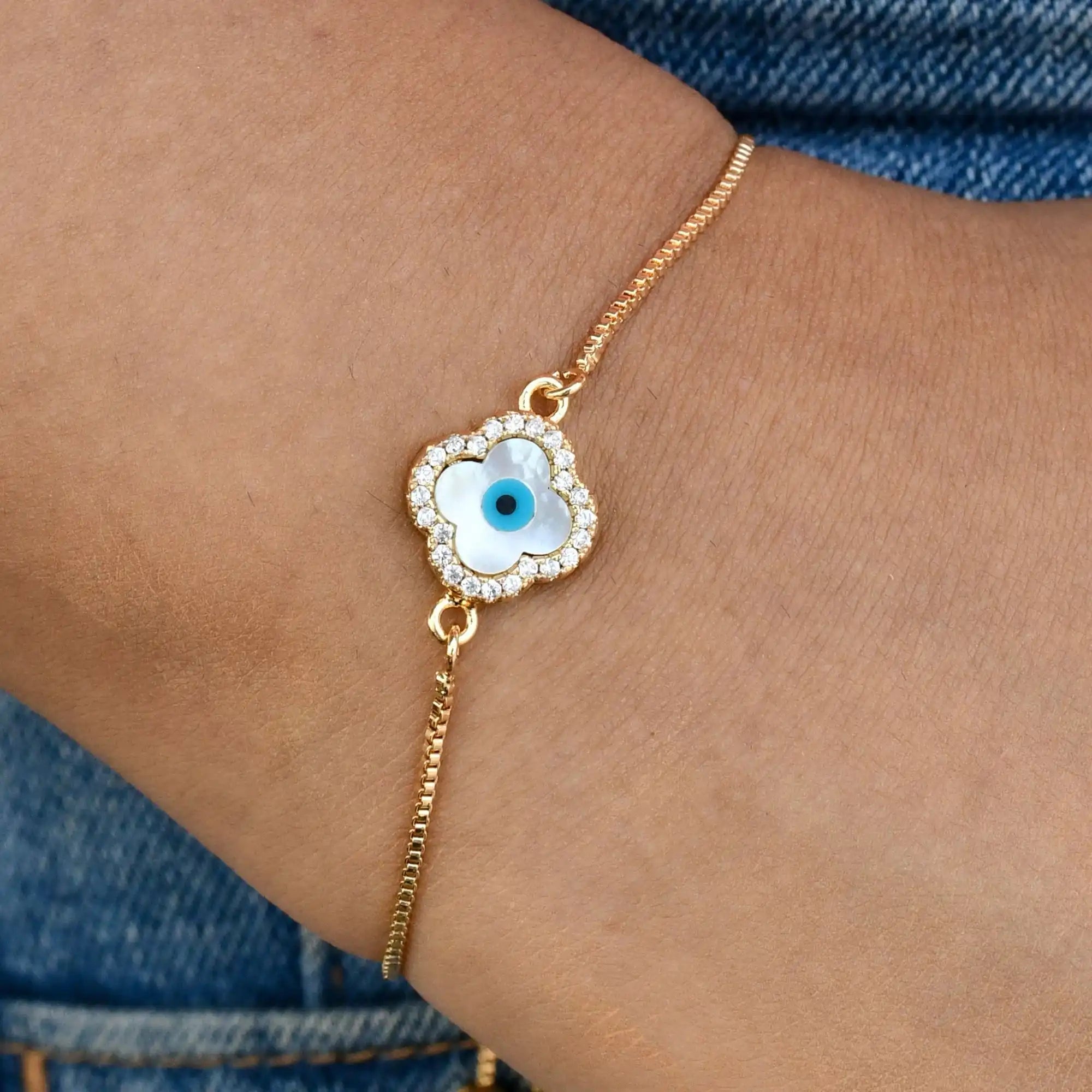 Clover Evil Eye Bracelet
