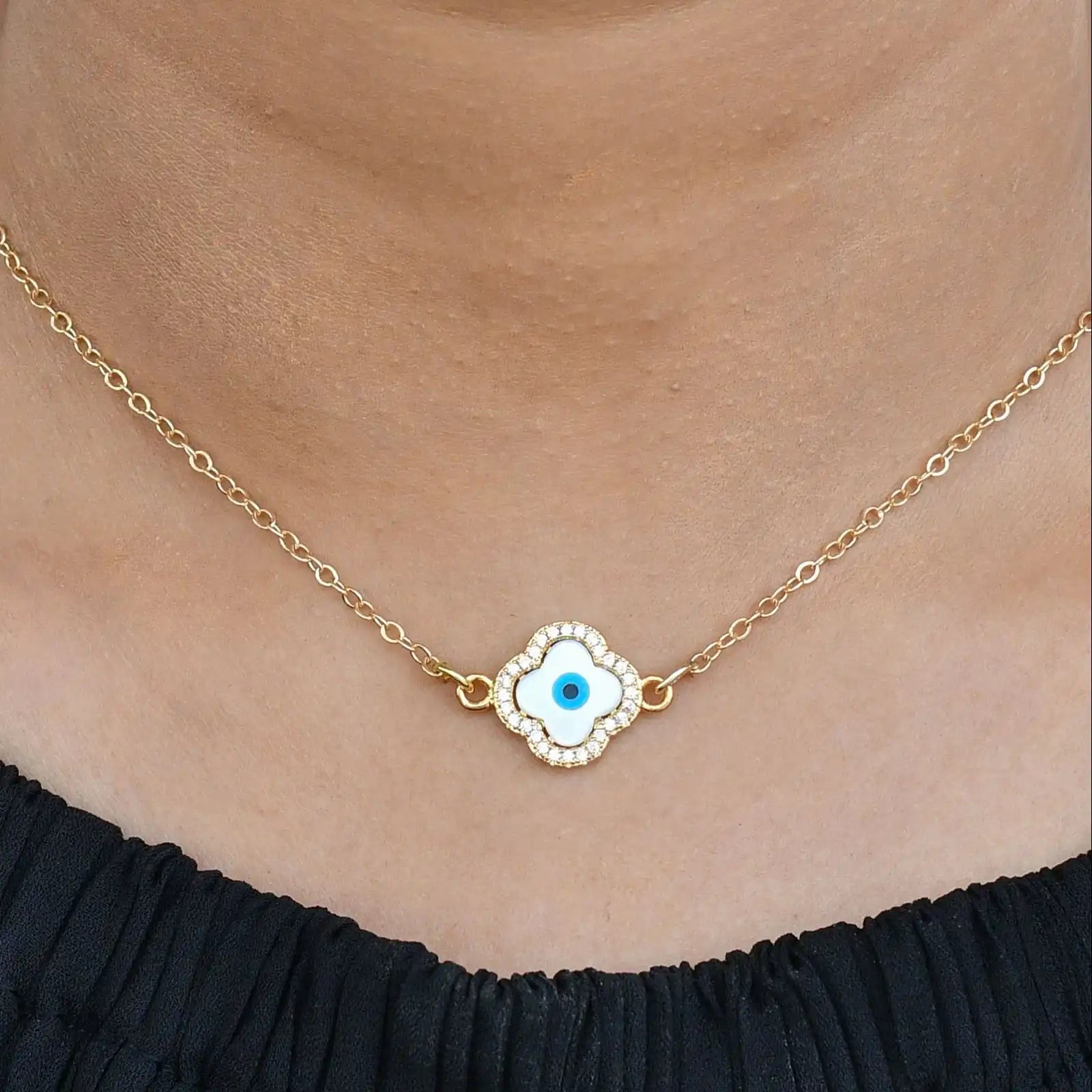 Clover Evil Eye Pendant Chain