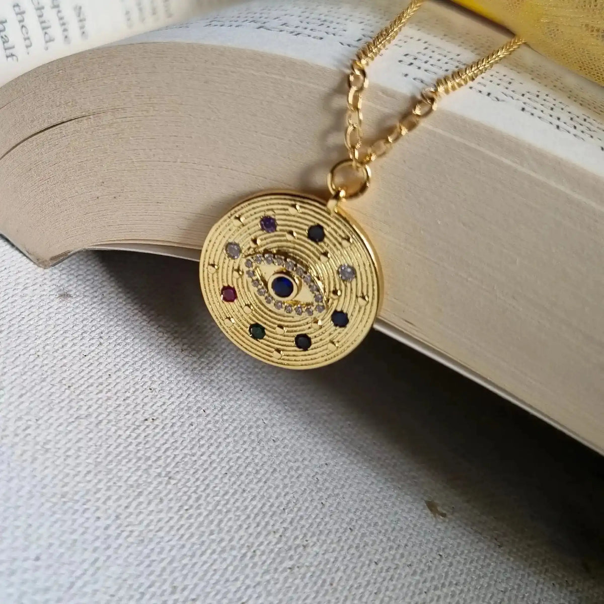 Coin Evil Eye Pendant Chain