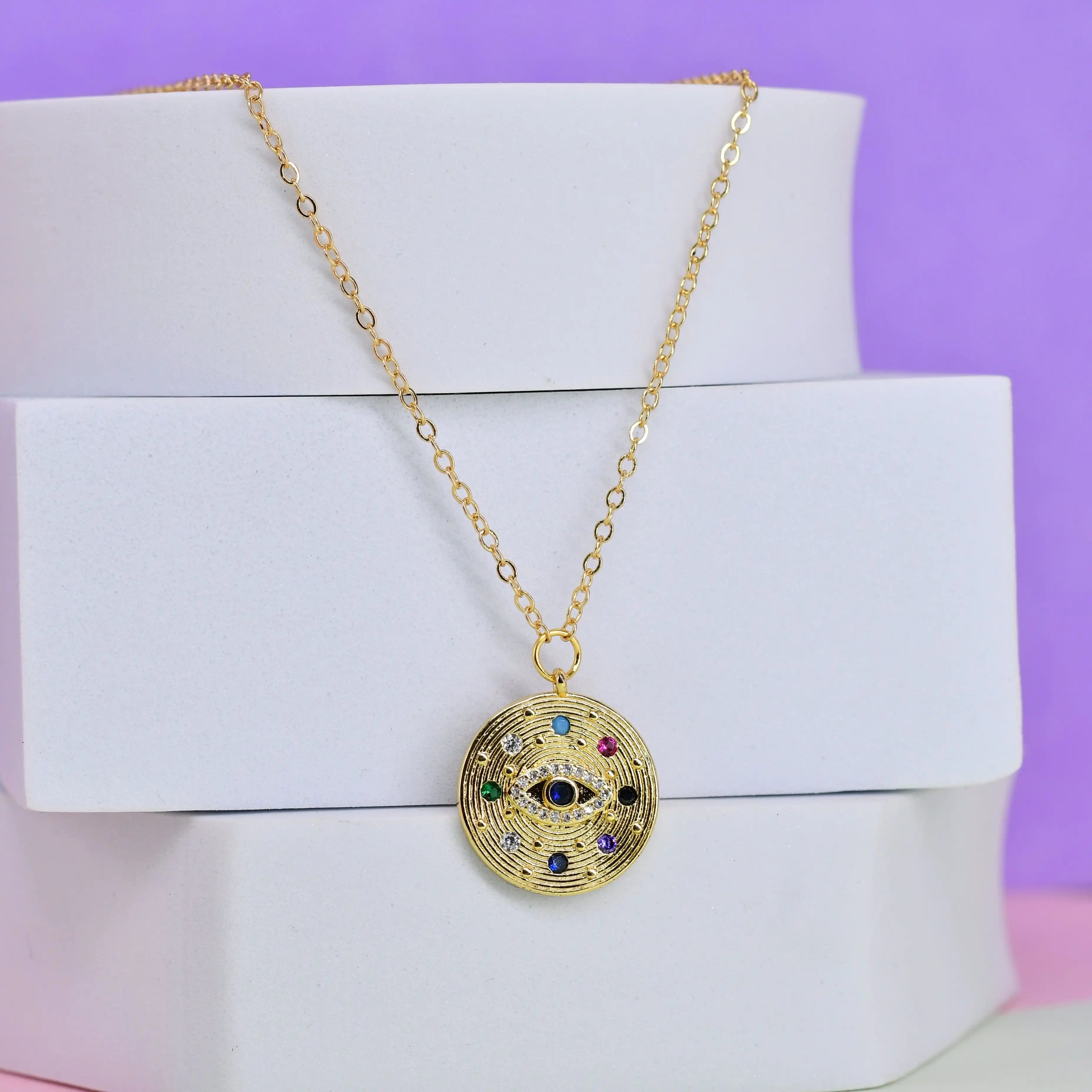 Coin Evil Eye Pendant Chain