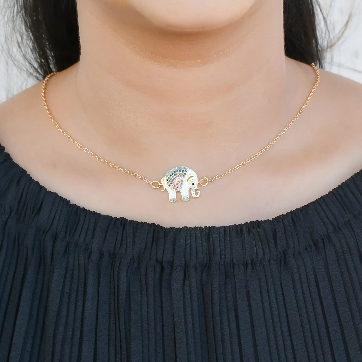 Colourful Cute Elephant Pendant Chain