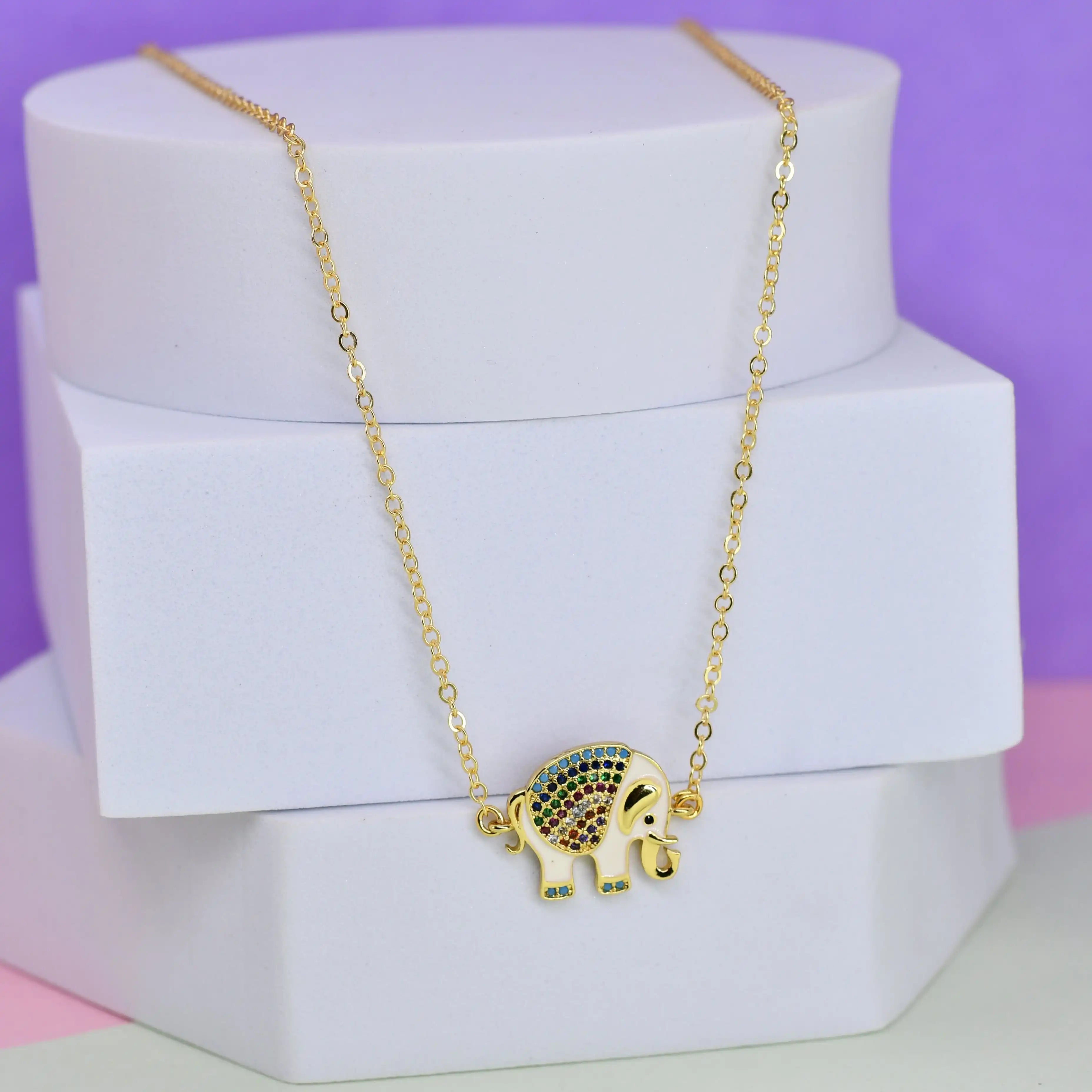 Colourful Cute Elephant Pendant Chain