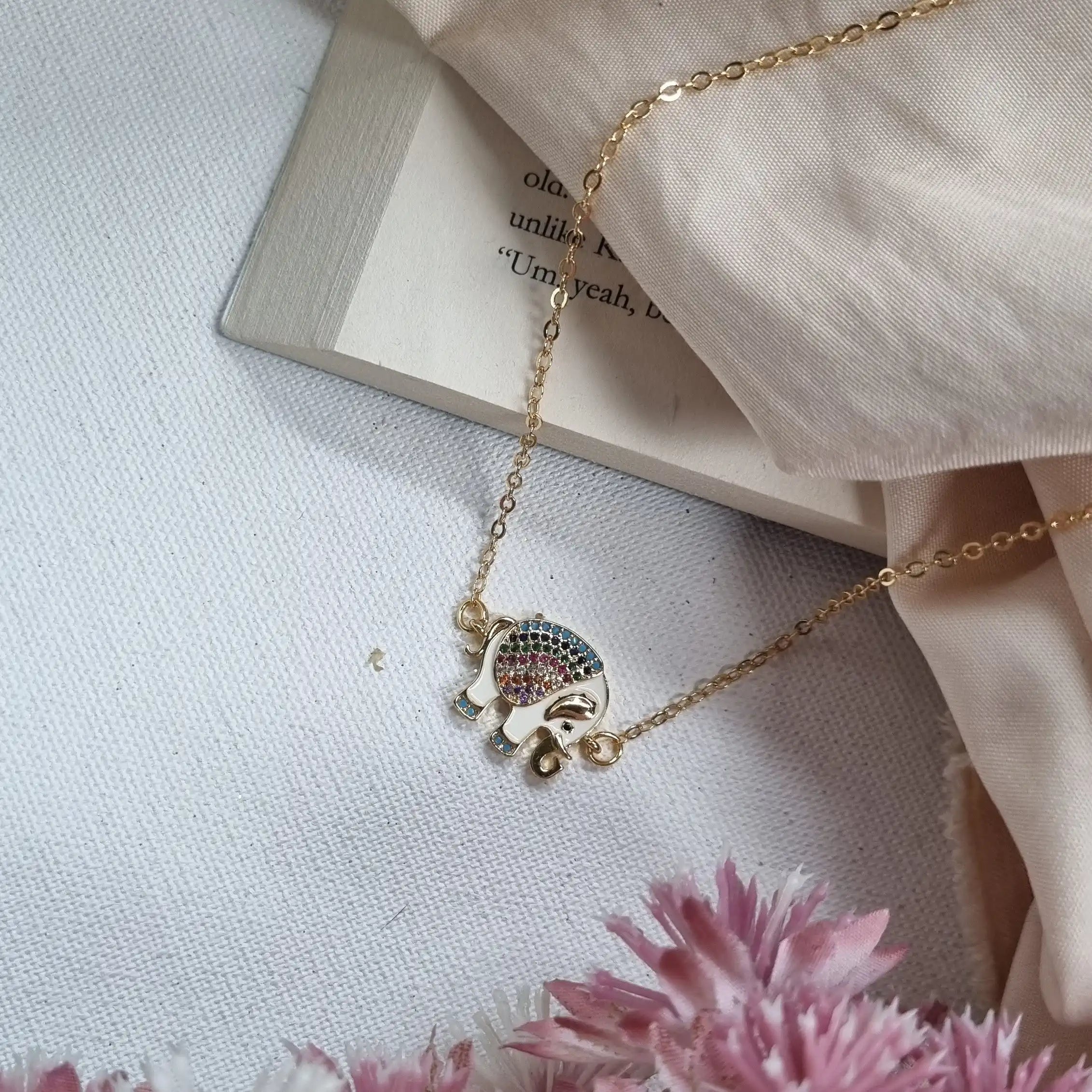 Colourful Cute Elephant Pendant Chain