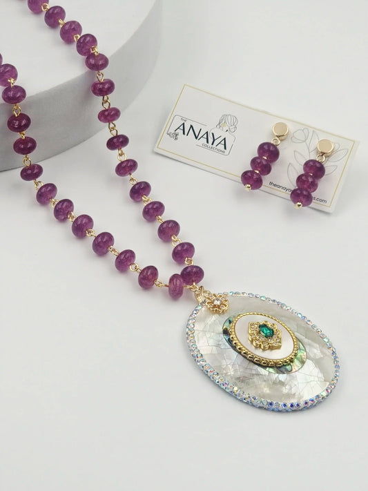 Coral Shell Pearl - MOP Pendant Necklace Set