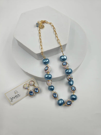 Crystal Marquise Shell Pearl Luxury Jewellery Set