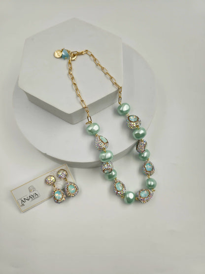 Crystal Marquise Shell Pearl Luxury Jewellery Set