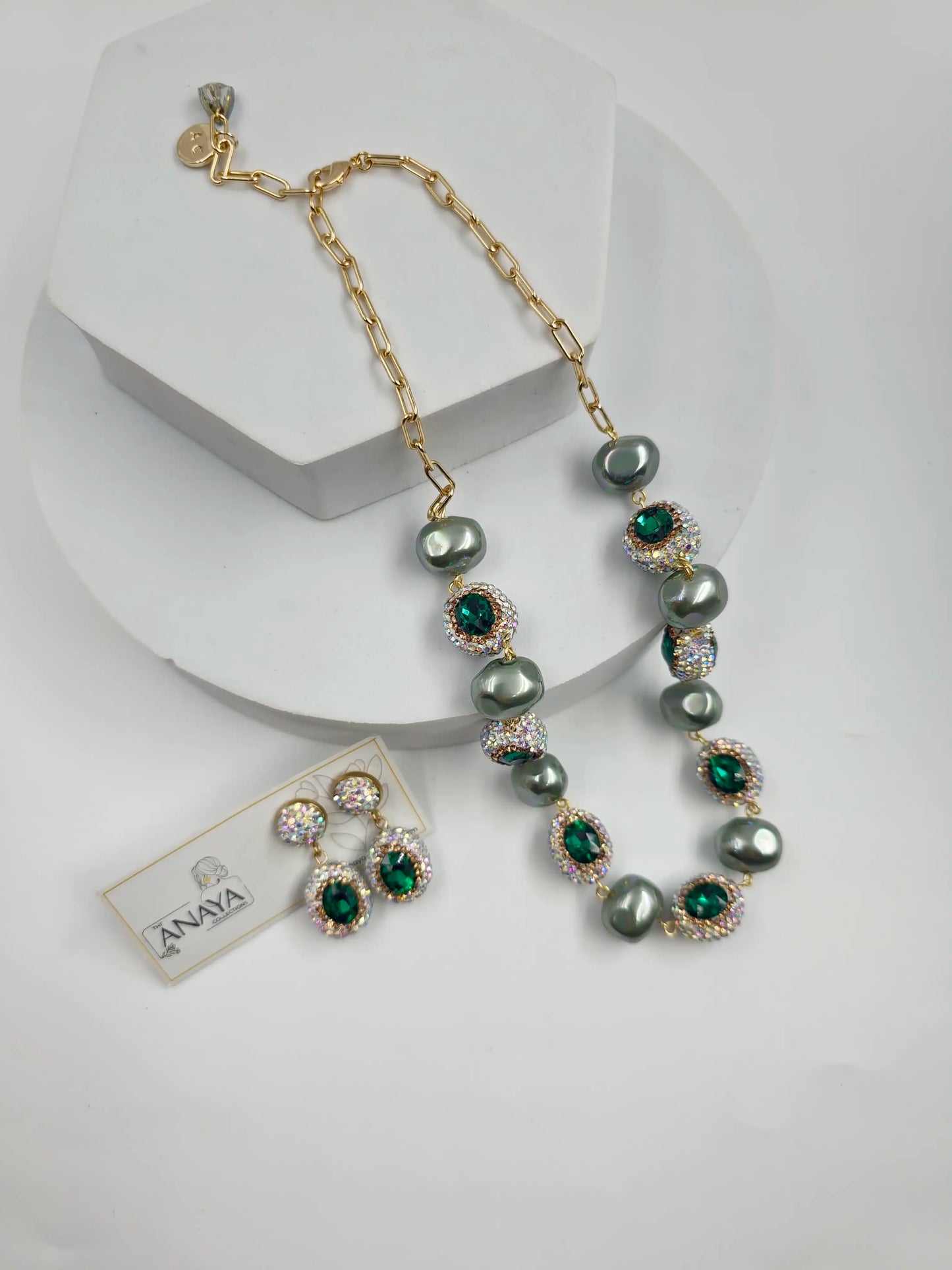 Crystal Marquise Shell Pearl Luxury Jewellery Set