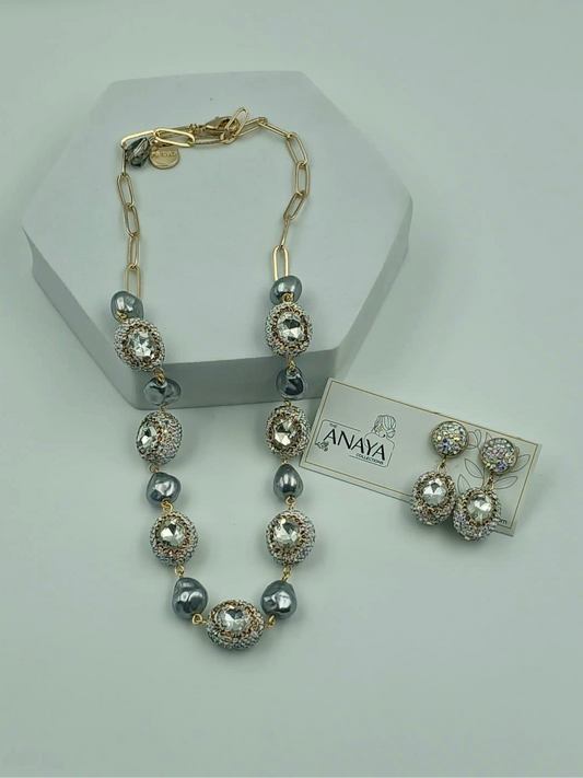 Crystal Marquise Shell Pearl Luxury Jewellery Set
