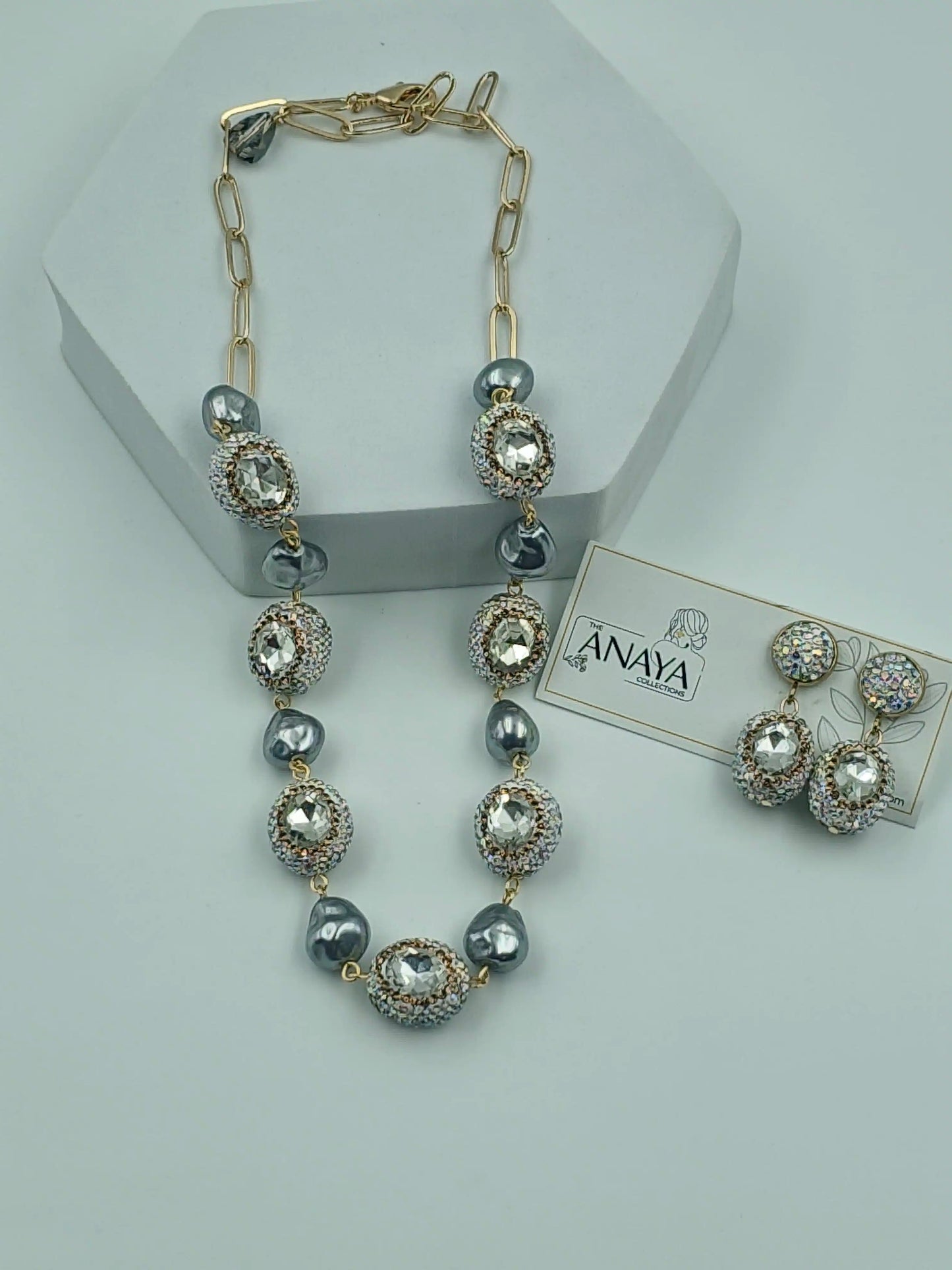Crystal Marquise Shell Pearl Luxury Jewellery Set