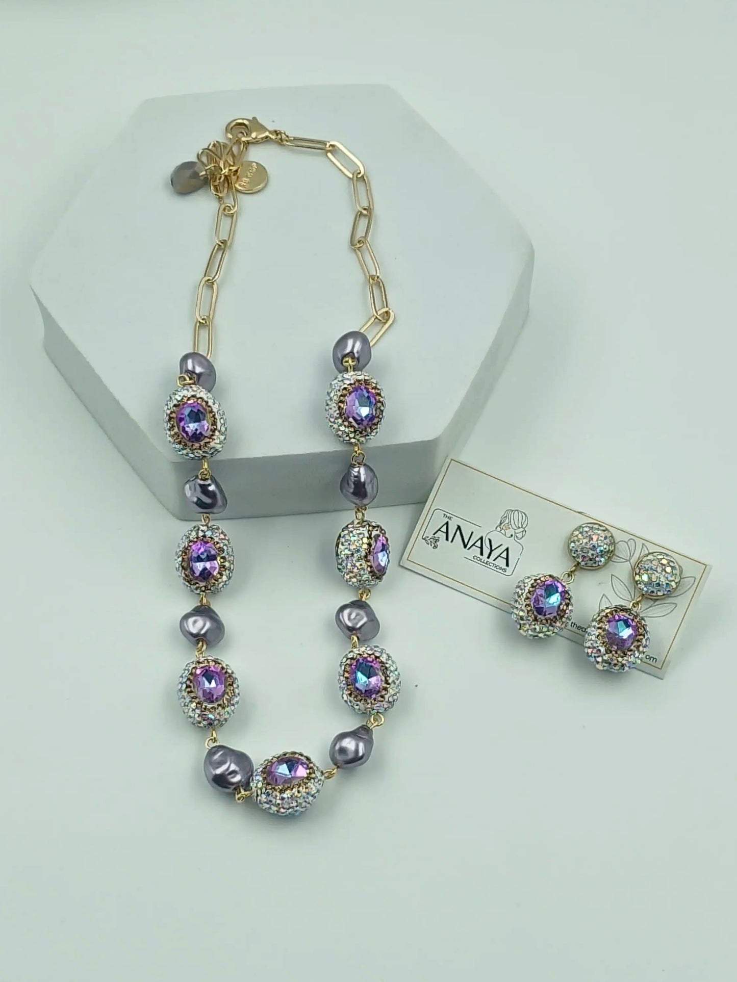 Crystal Marquise Shell Pearl Luxury Jewellery Set