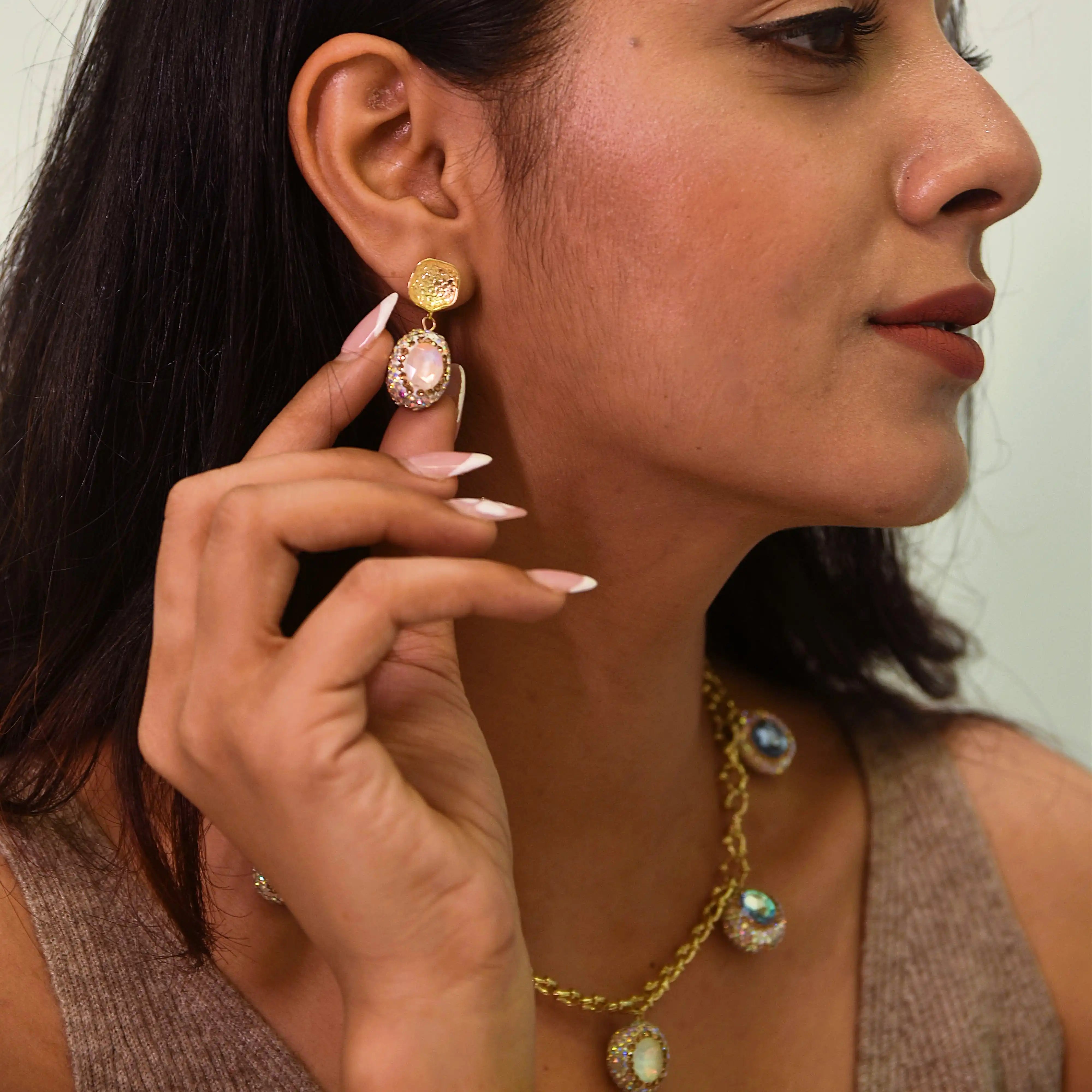 Crystal Marquise Link Chain Set