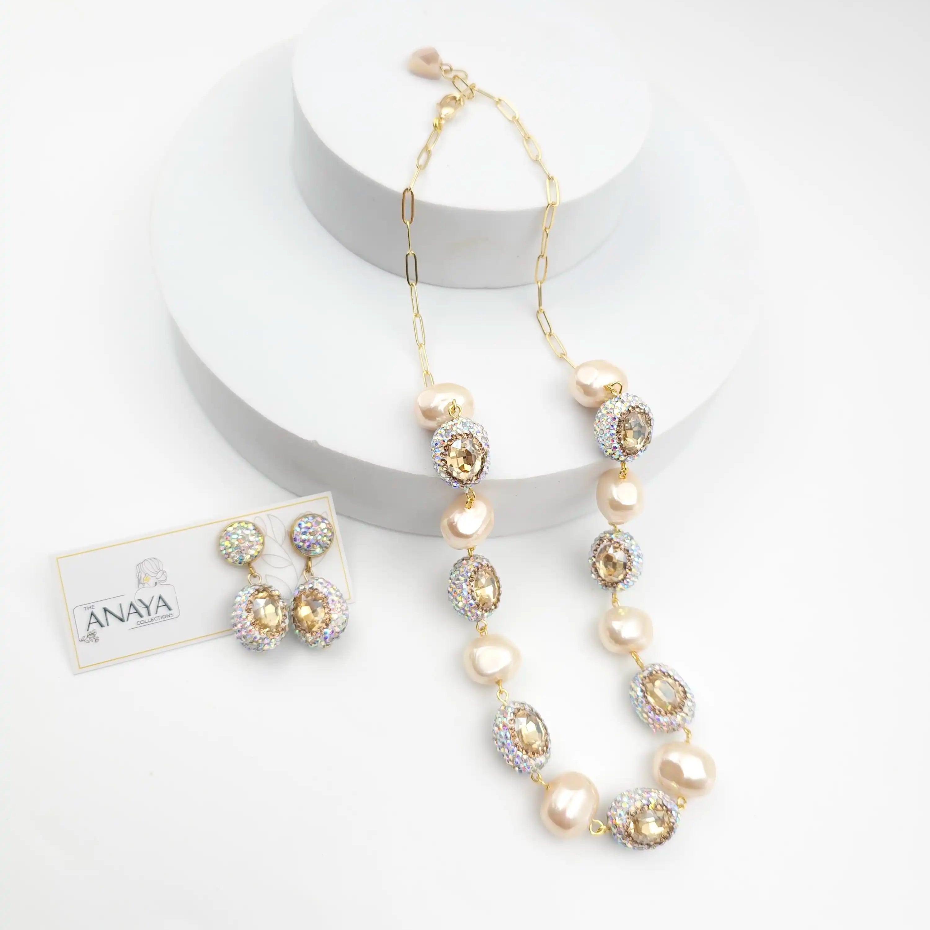Crystal Marquise Shell Pearl Luxury Jewellery Set