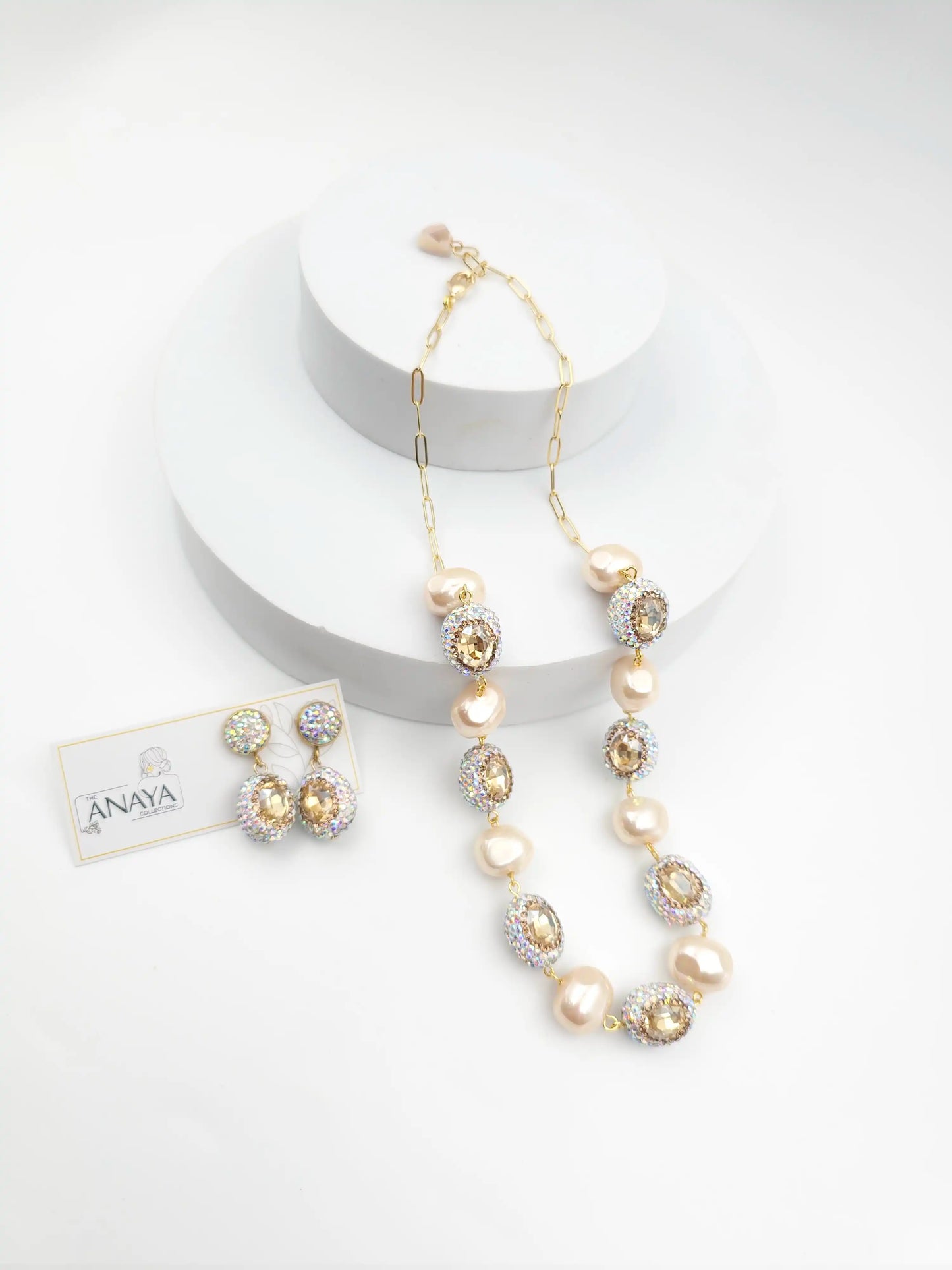 Crystal Marquise Shell Pearl Luxury Jewellery Set