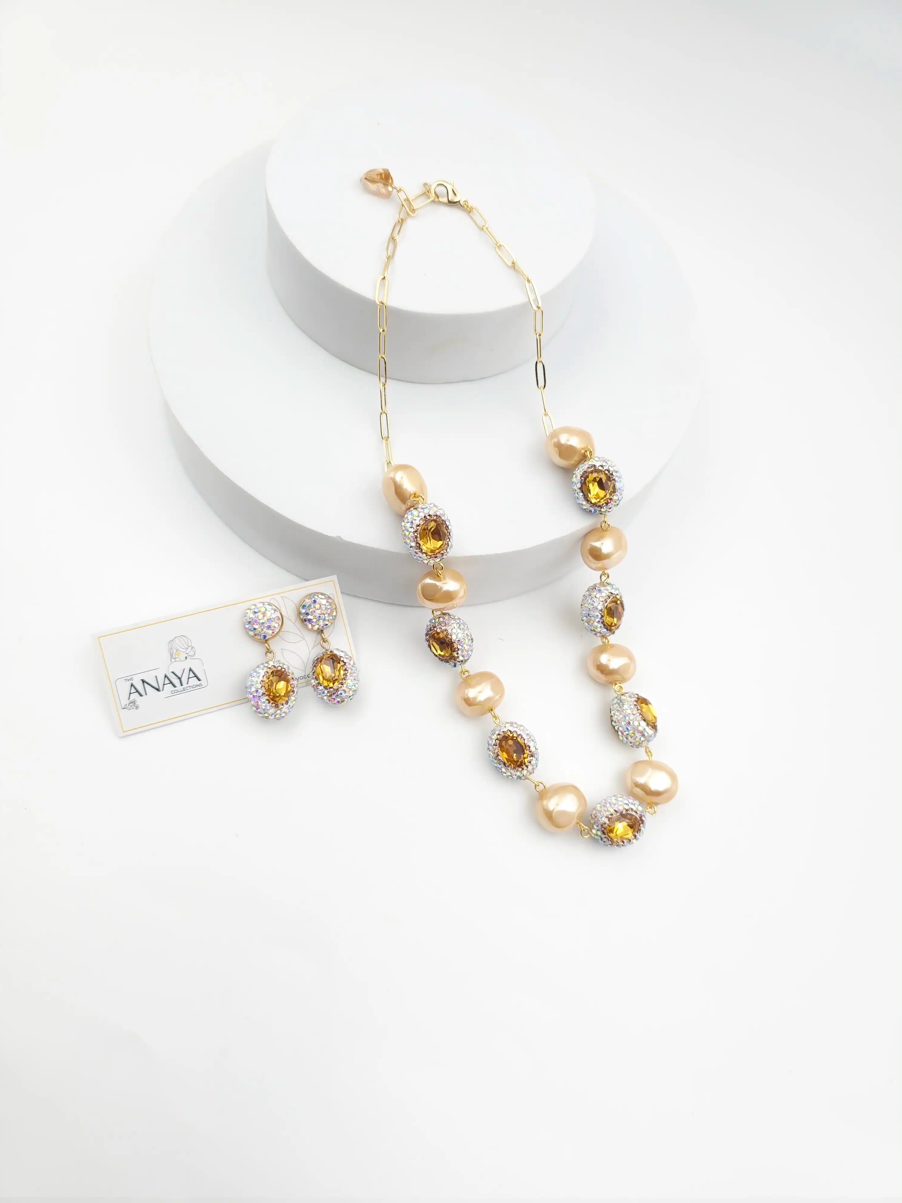 Crystal Marquise Shell Pearl Luxury Jewellery Set