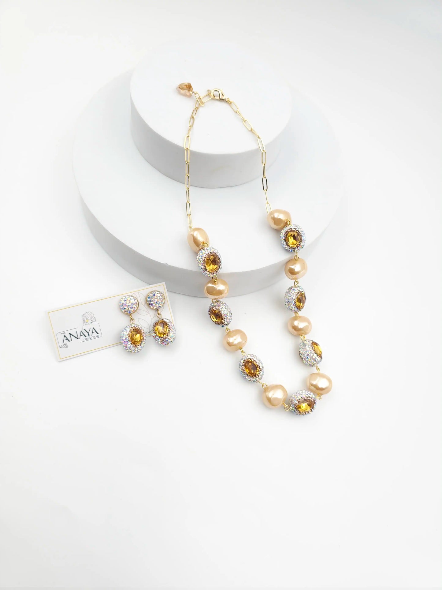 Crystal Marquise Shell Pearl Luxury Jewellery Set