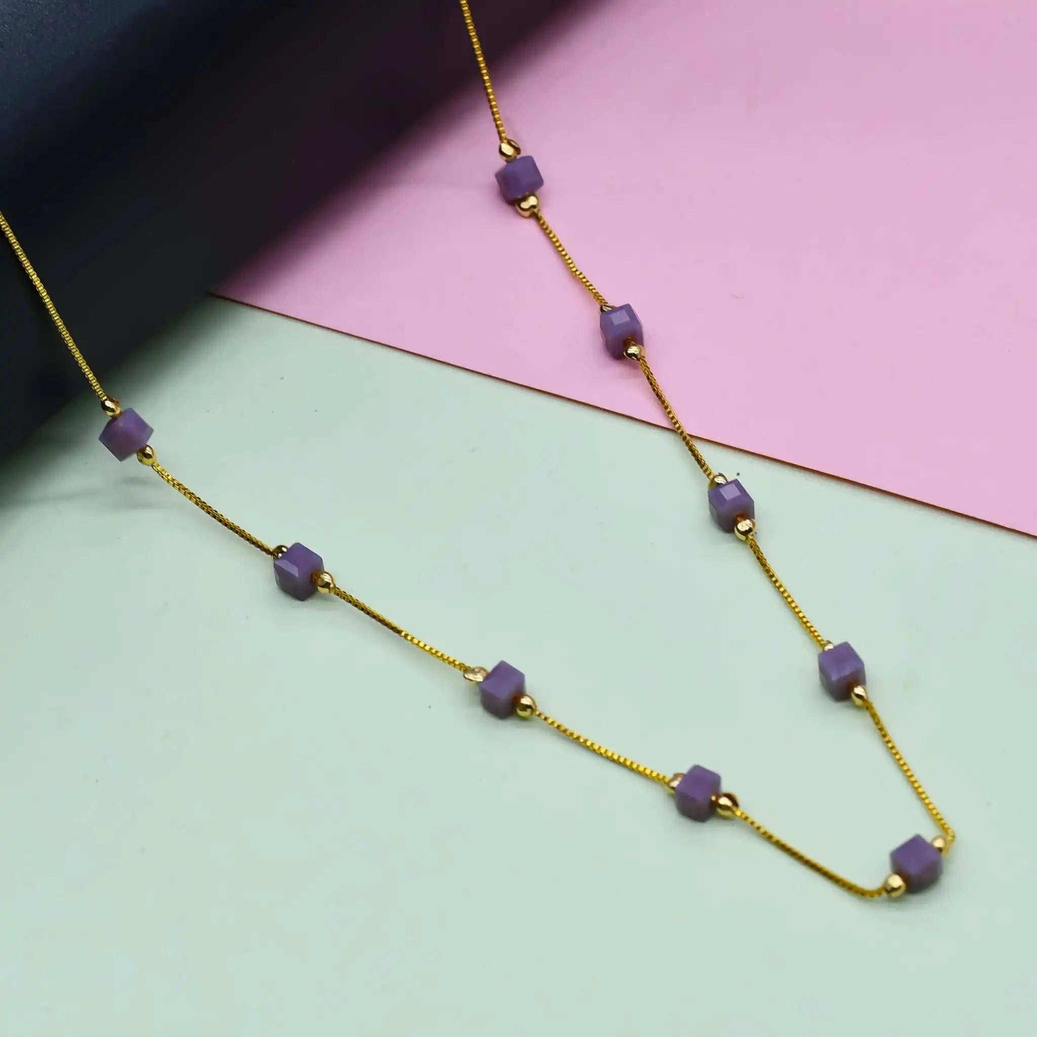 Cuboid Beaded Dainty Necklace