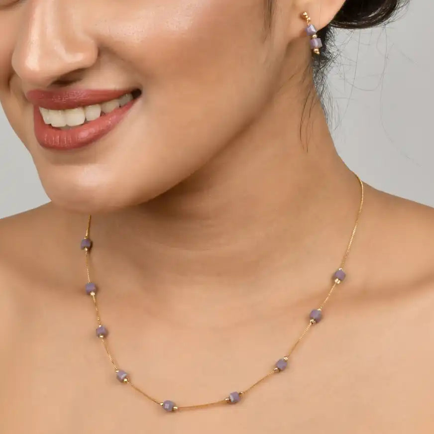 Cuboid Beaded Dainty Necklace