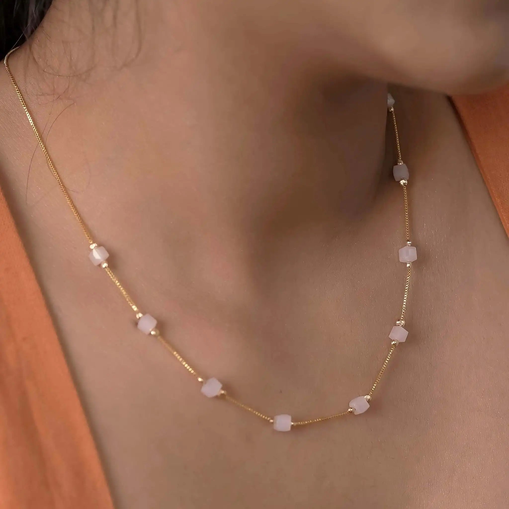 Cuboid Beaded Dainty Necklace