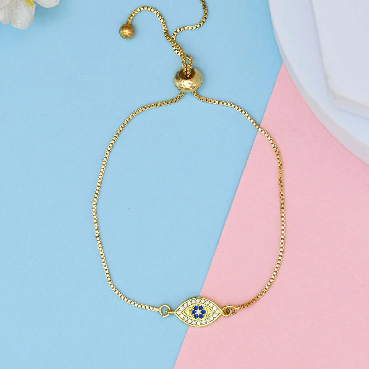 Cute Evil Eye CZ Pull Bracelet