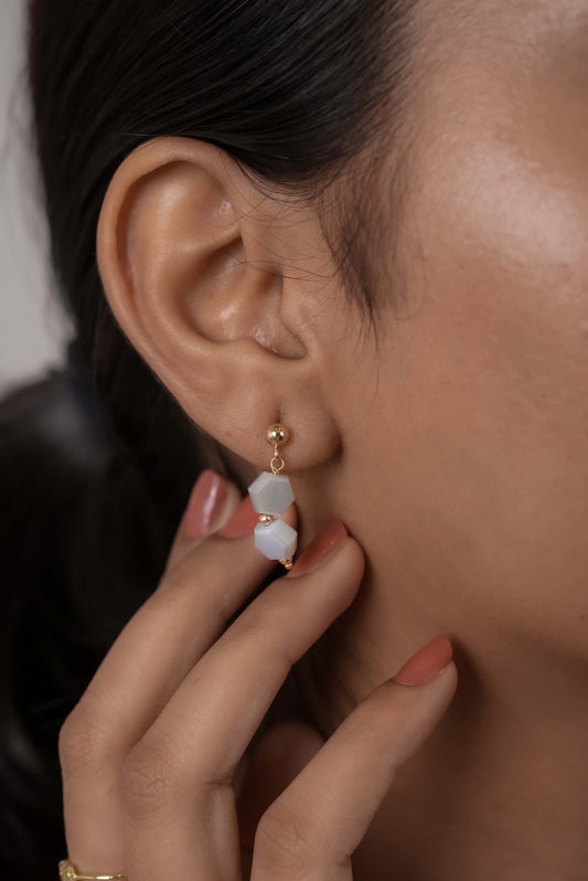 Flat Hexagon Dainty Earrings