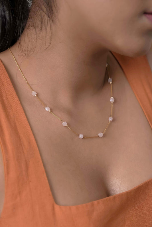 Cuboid Beaded Dainty Necklace