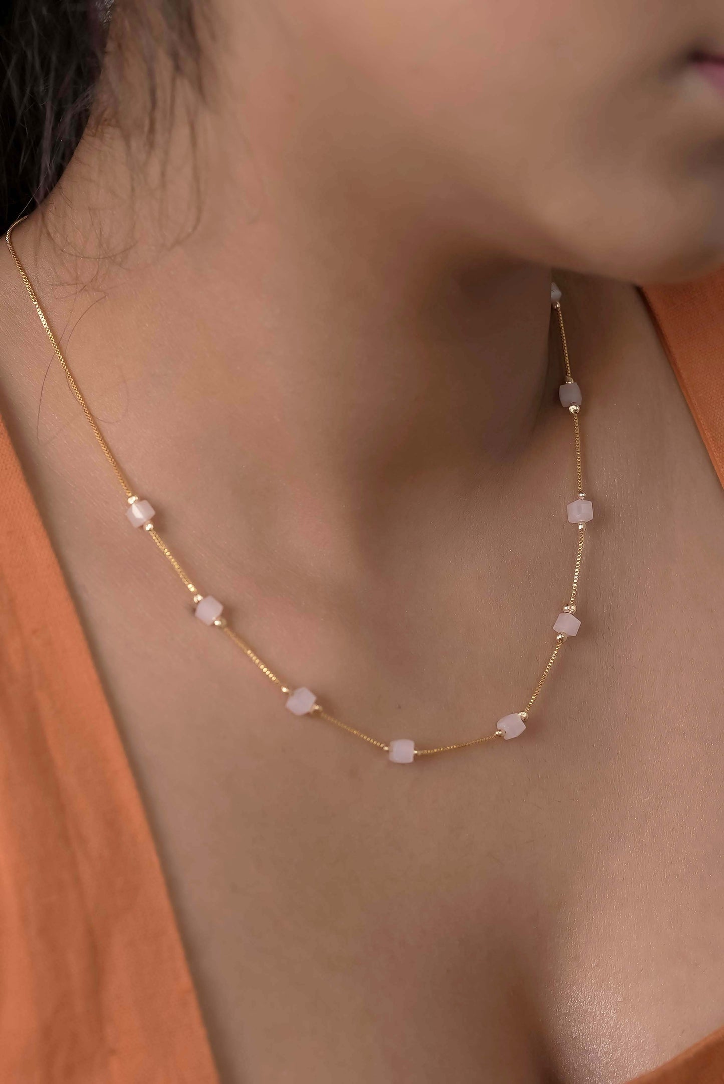 Cuboid Beaded Dainty Necklace