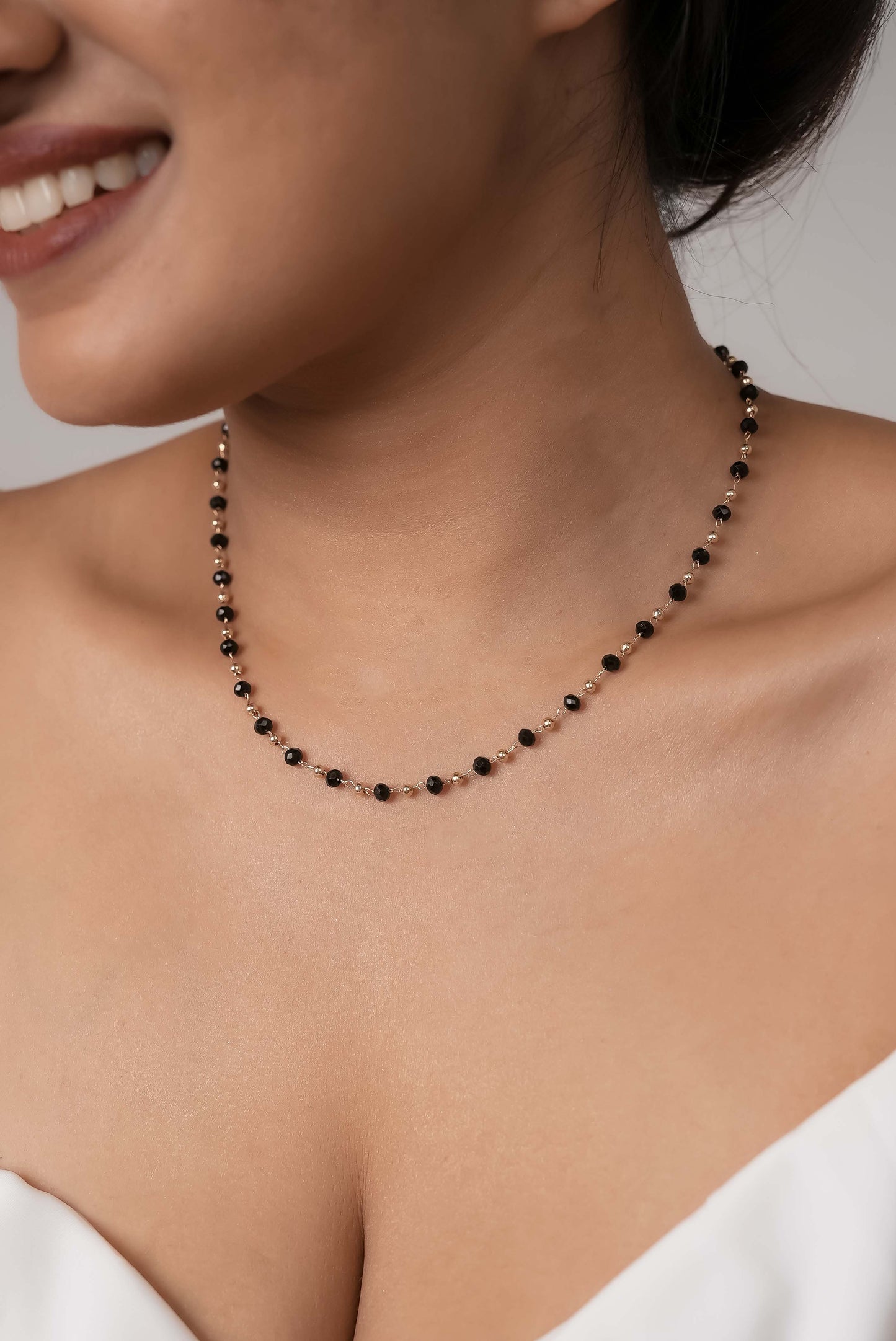 Black  Crystal Dainty Necklace