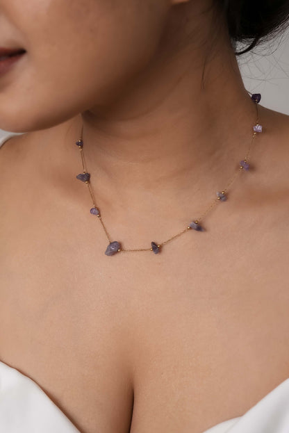 Amethyst Cascade Dainty Necklace