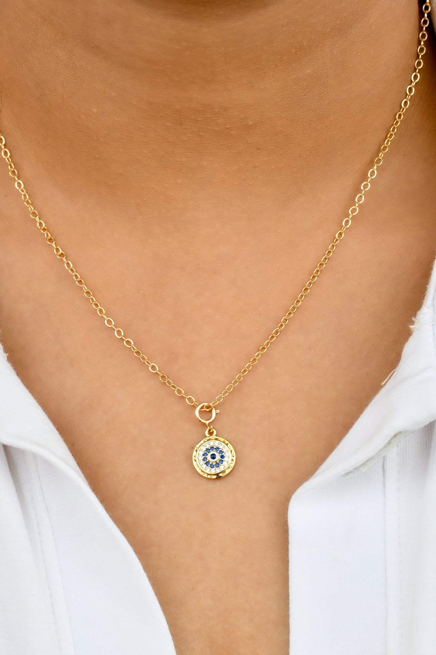 Small Round Evil Eye Chain Necklace