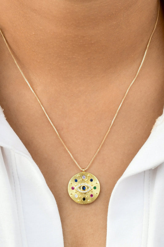 Coin Evil Eye Pendant