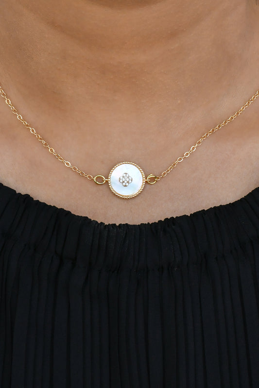 Mother of Pearl (MOP) Round with Center Star Necklace