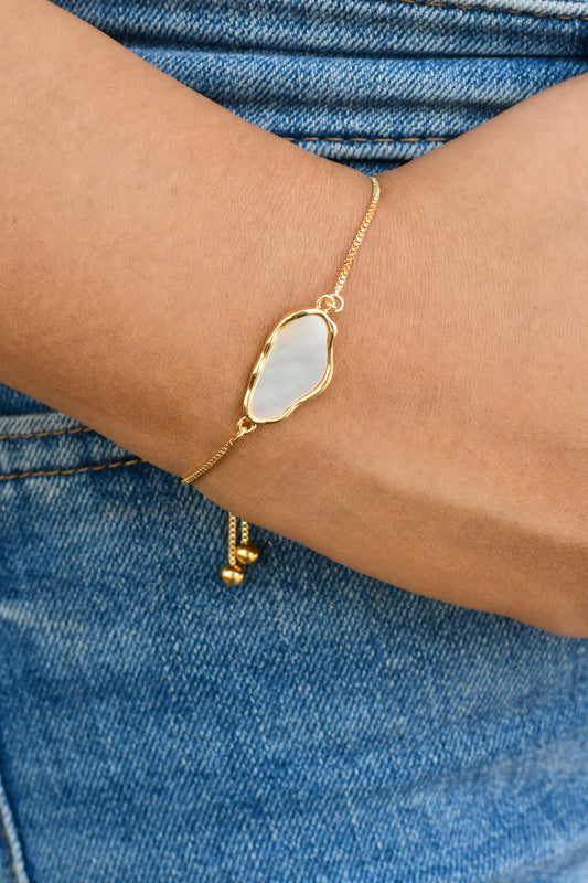 Abstract Cloud Mother of Pearl (MOP) Bracelet