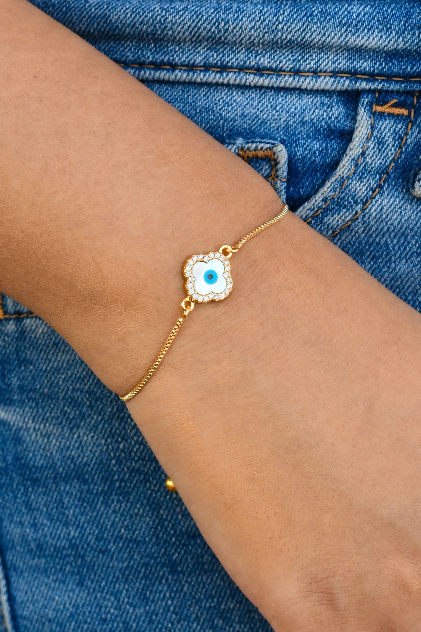 Clover Evil Eye Bracelet