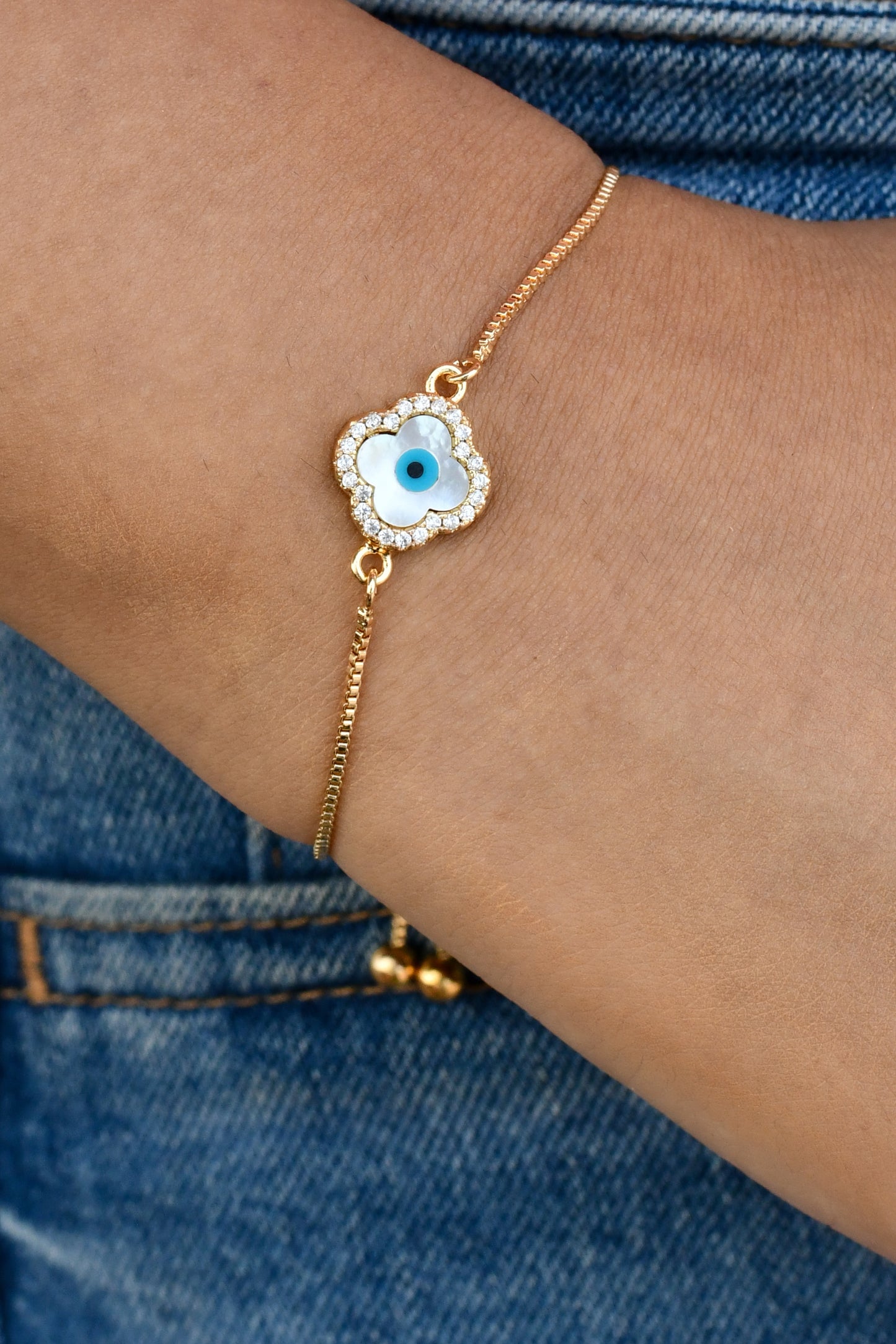 Clover Evil Eye Bracelet