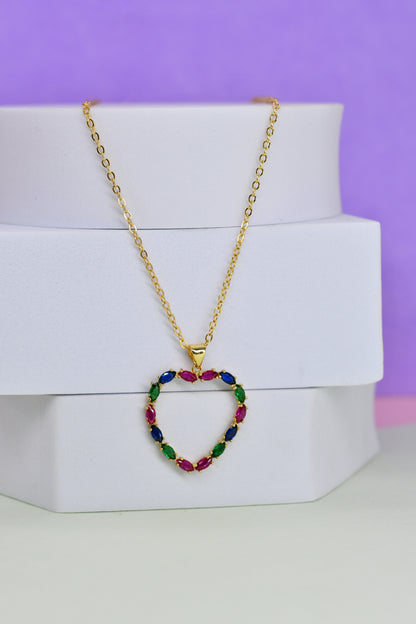 Tri-Coloured Hollow Heart Chain