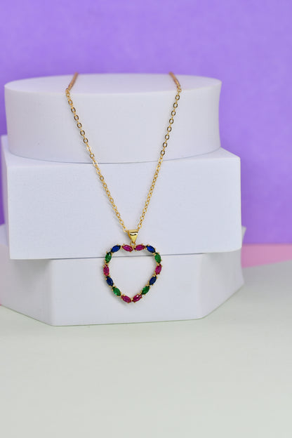 Tri-Coloured Hollow Heart Chain