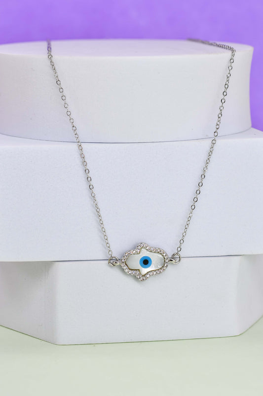 Silver MOP Evil Eye Chain