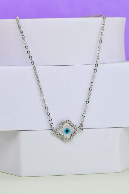 Silver MOP Evil Eye Chain