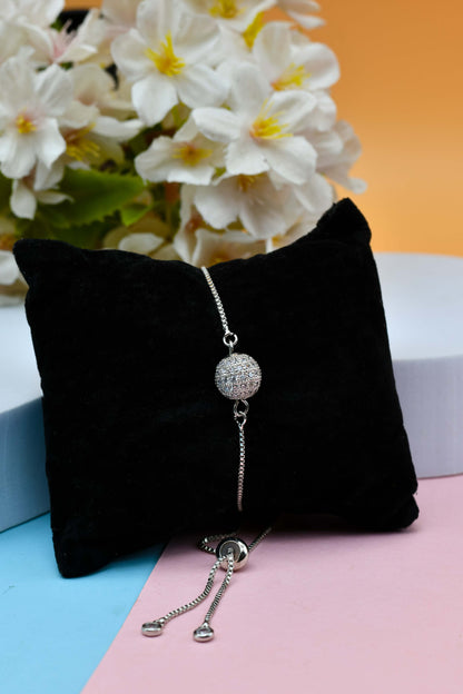 Silver CZ Ball Bracelet