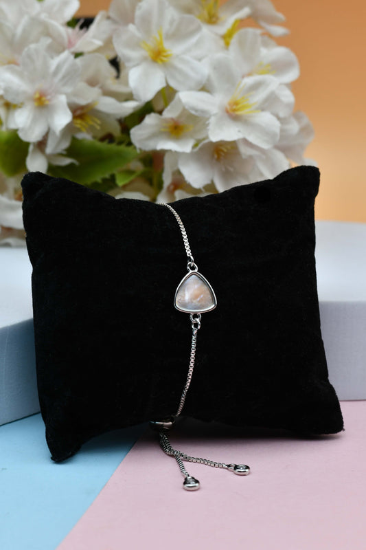 Triangle Silver Mother of Pearl (MOP) Pull Bracelet