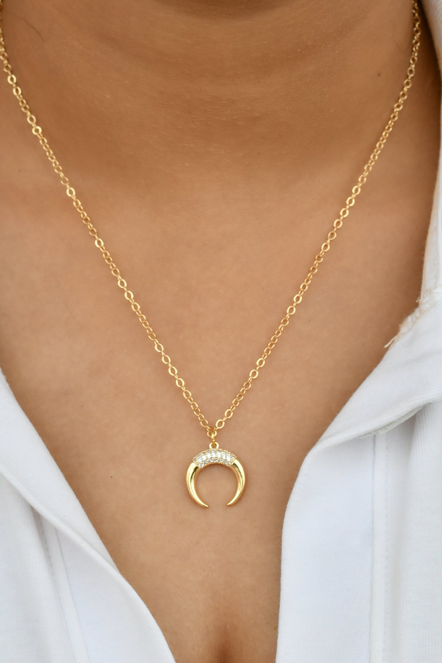 CZ Crescent Moon Chain