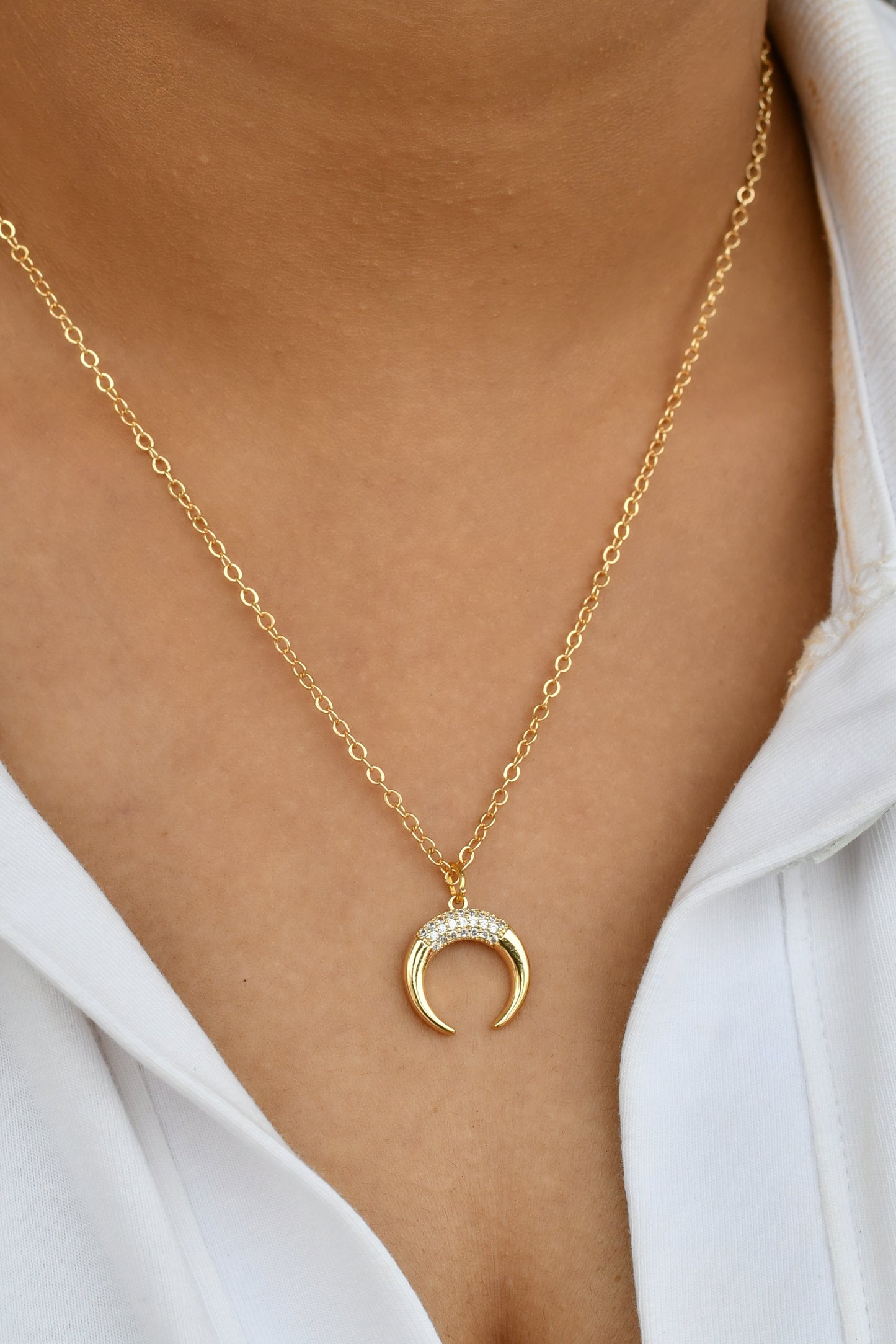 CZ Crescent Moon Chain