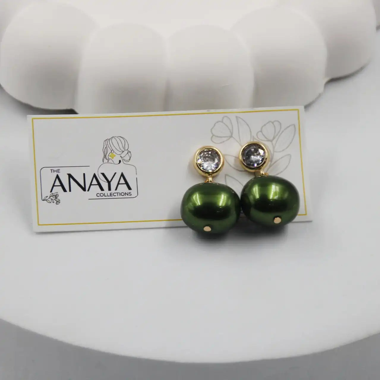 Uncut Shell Pearl Earrings with Diamond