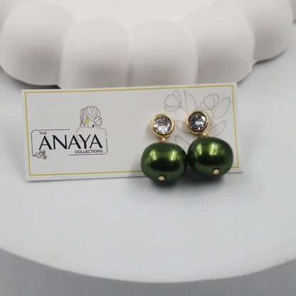 Uncut Shell Pearl Earrings with Diamond