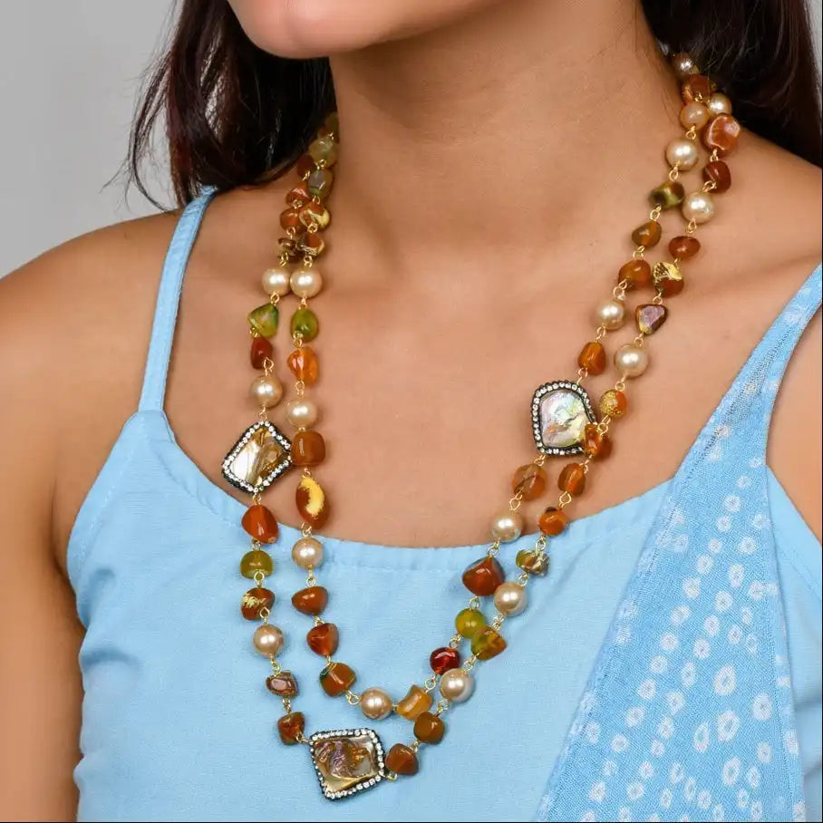 Double Line Agates With Baroque Set