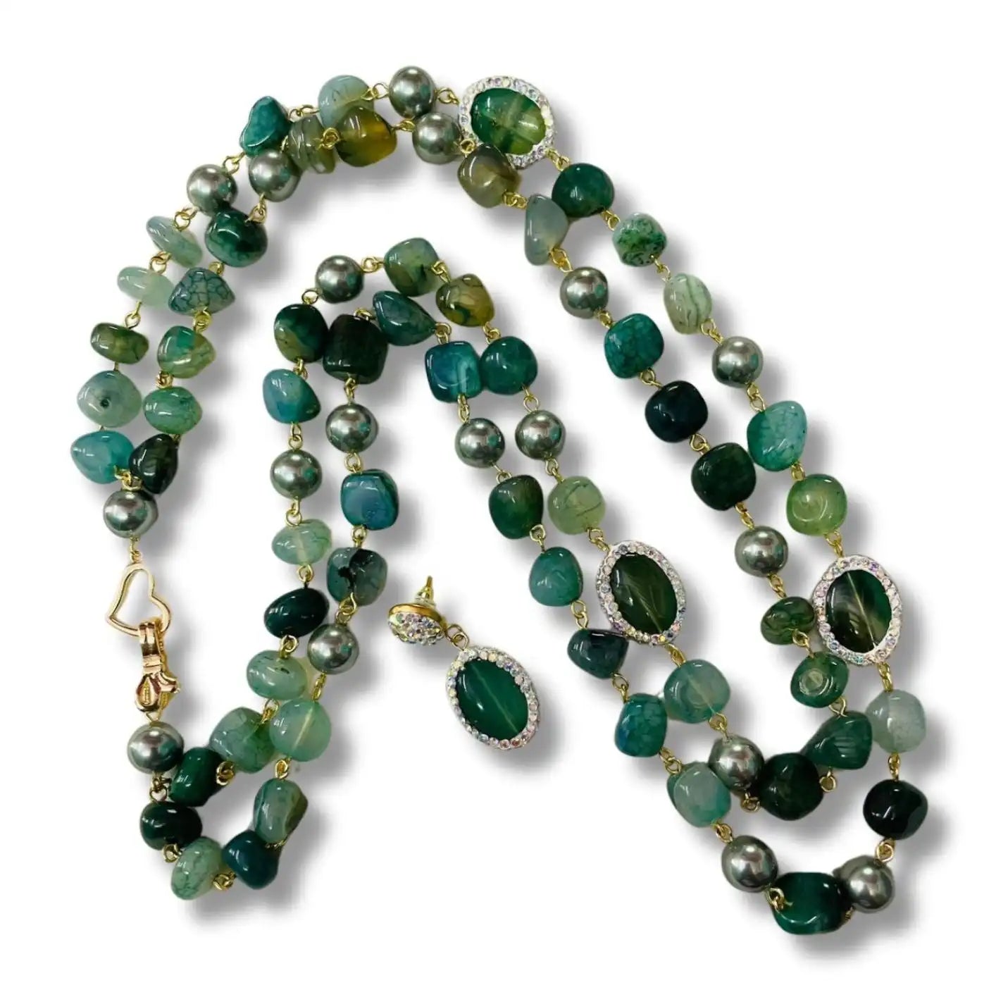 Double Line Agates With Baroque Set