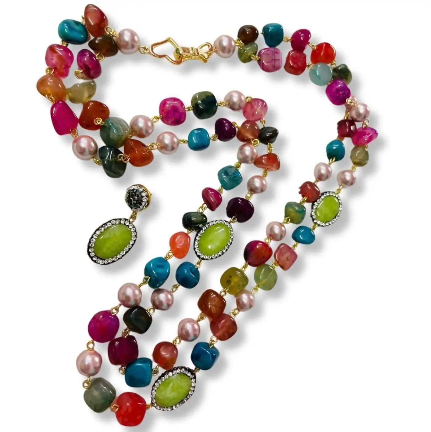 Double Line Agates With Baroque Set
