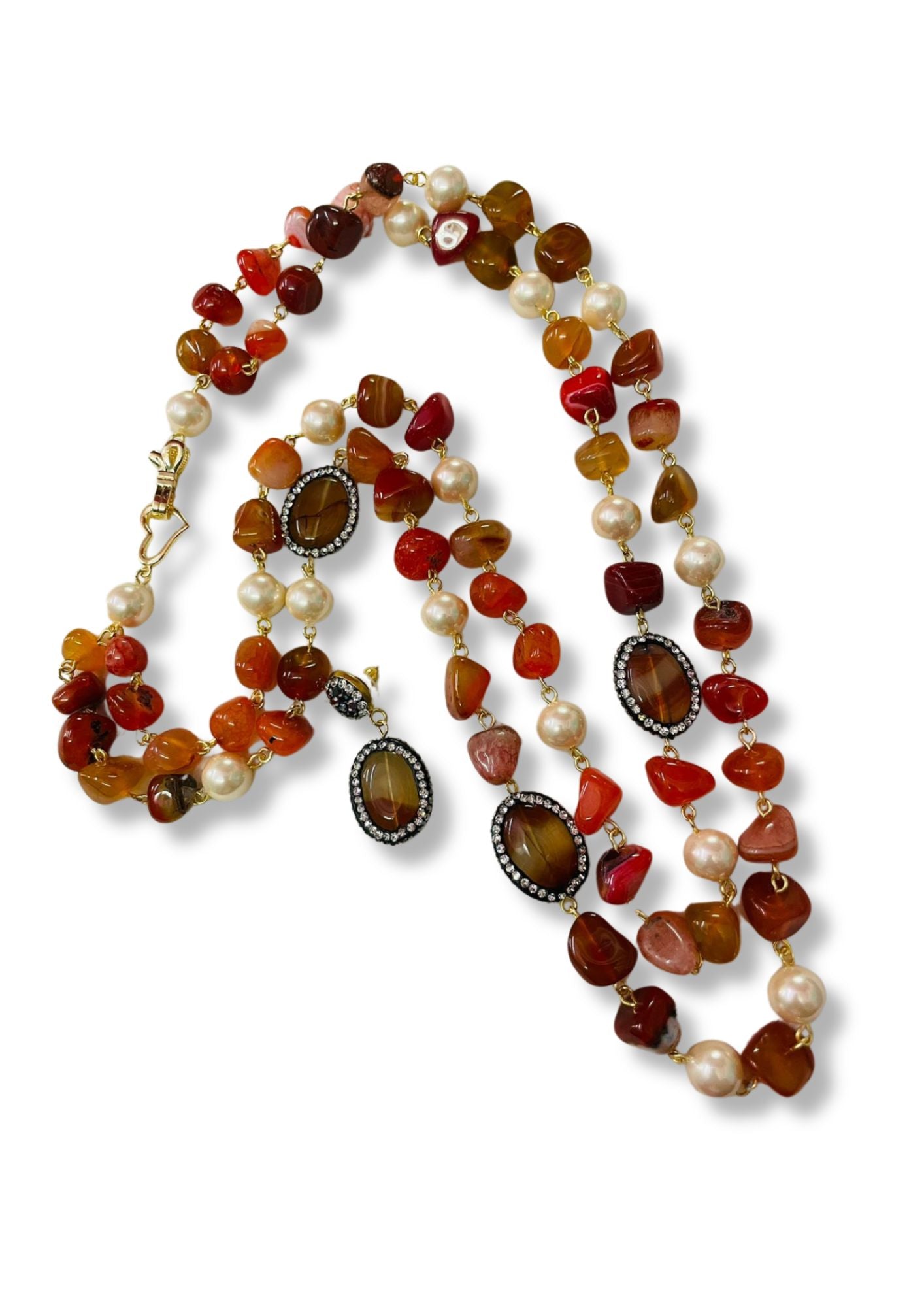 Double Line Agates With Baroque Set Rusty Red