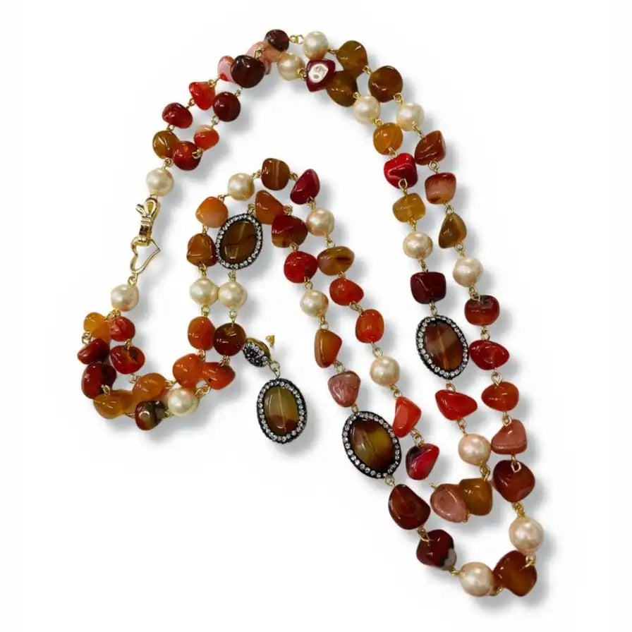 Double Line Agates With Baroque Set